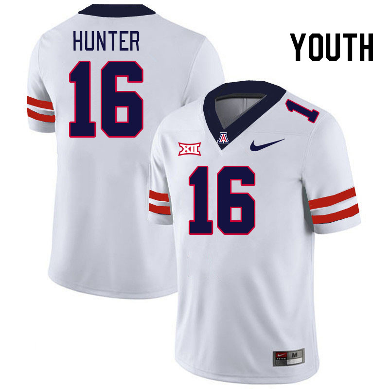 Youth #16 Chris Hunter Arizona Wildcats Big 12 Conference College Football Jerseys Stitched-White